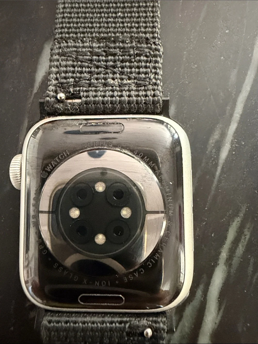 Apple Black Smartwatch series 6 with Black Nylon Band and White Magnetic Charger
